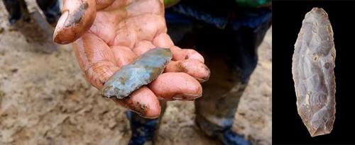 Flint blade unearthed from a prehistoric timber building in Lugatober, Co. Sligo (AMS Ltd).