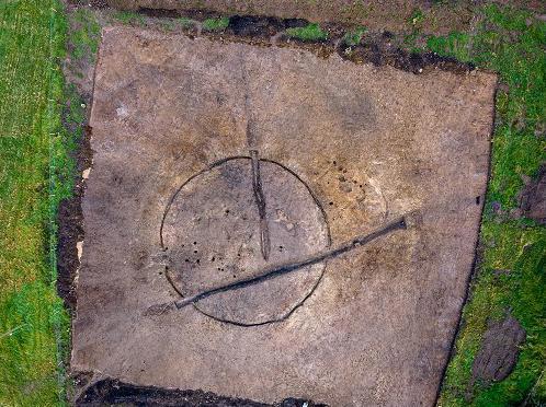 Aerial view of prehistoric palisade enclosure in Castlegal, Co. Sligo (AMS Ltd).